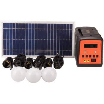 Kit Iluminare LED cu Incarcare Solara Lampa de Perete 4 Becuri Port USB si Radio FM / P[W]: 2x4; Pp[W]: 8